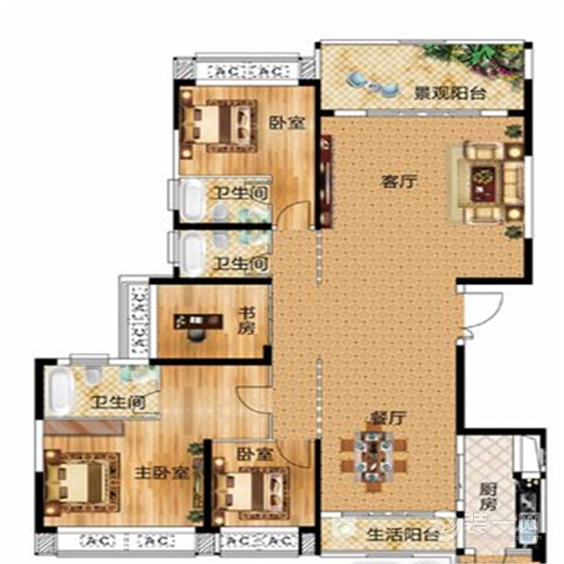 【众意】联泰香域水岸198平 中式风格 25万